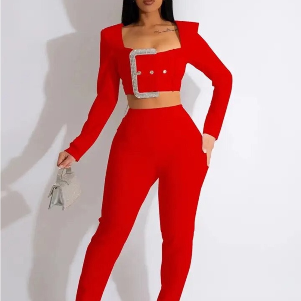 Red pantsuit small-medium never been worn